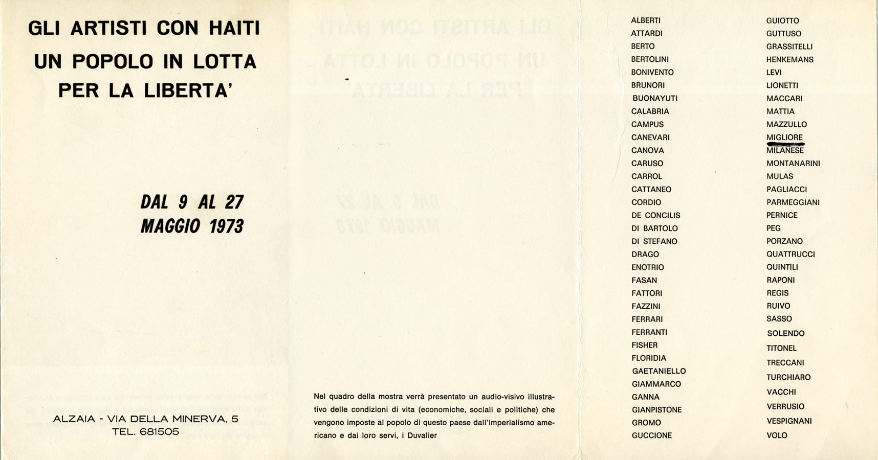 Alzaia Mostra per Haiti (1973)