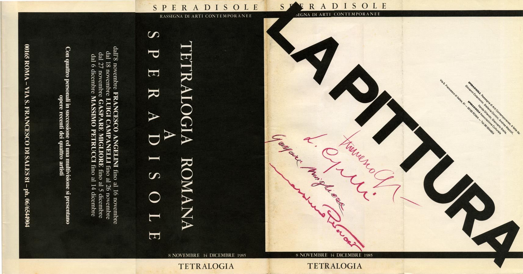 Mostra Tetralogia Romana Galleria Speradisole (1985)